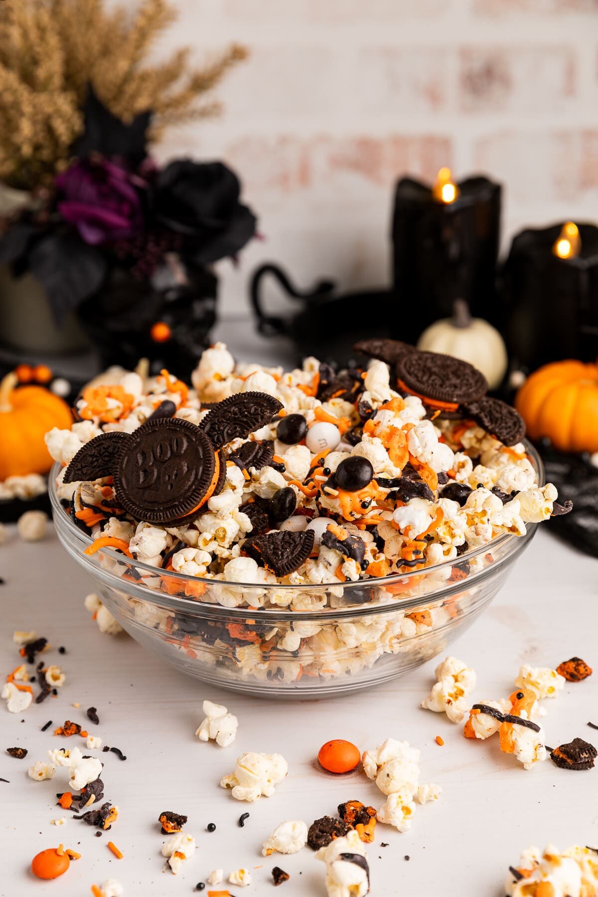 halloween popcorn in bowl.