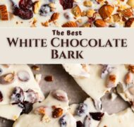 white chocolate bark with almonds and cranberries for pinterest.