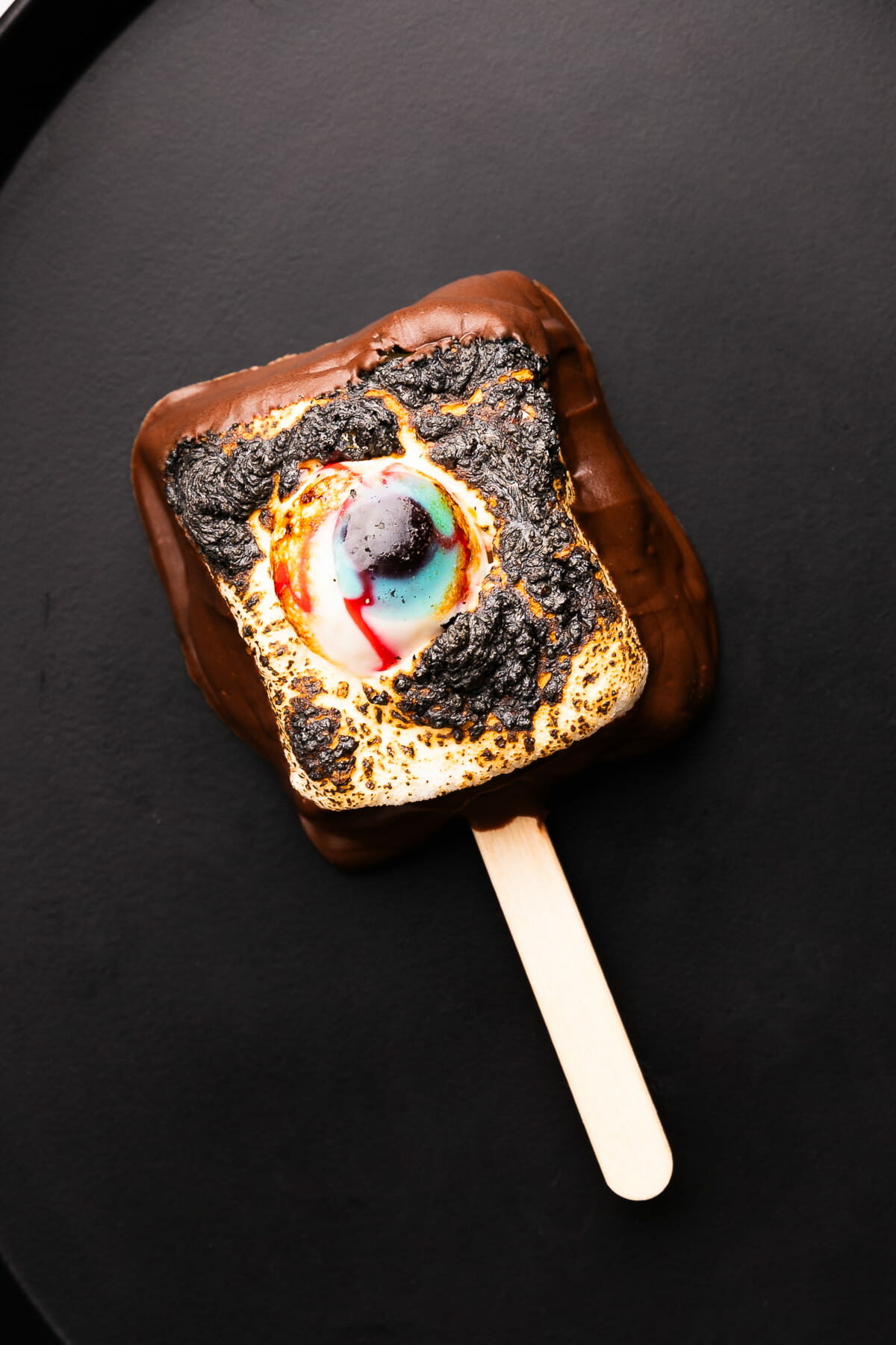 Halloween S'mores Popsicle up close.