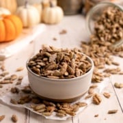 candied pepitas in bowl.