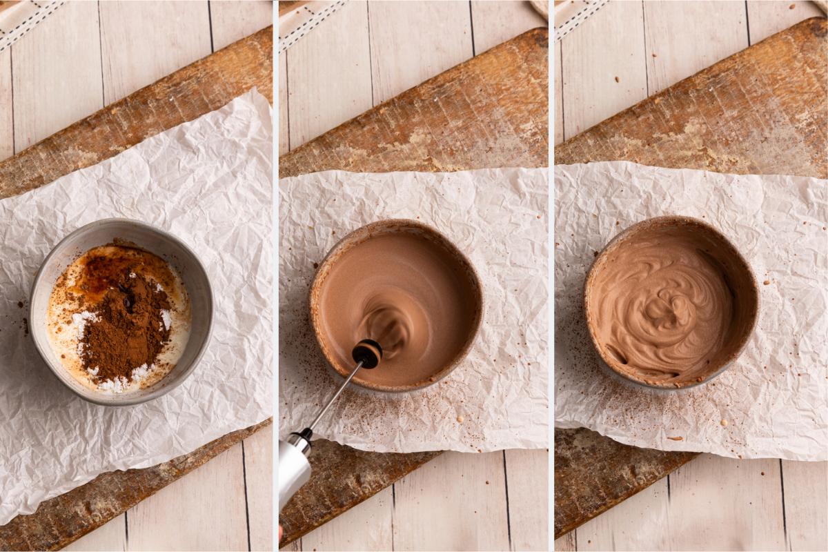 process of making chocolate whipped cream.