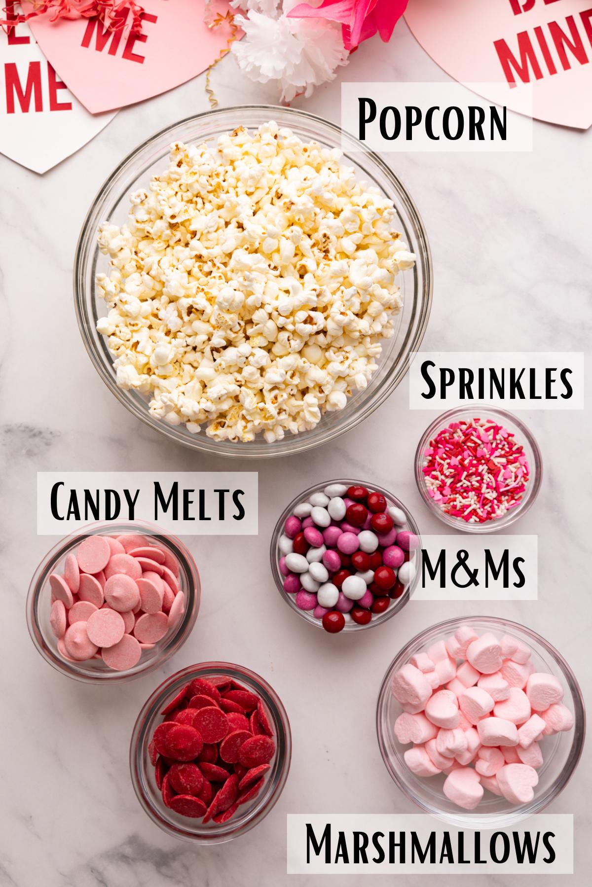valentines day popcorn ingredients. 