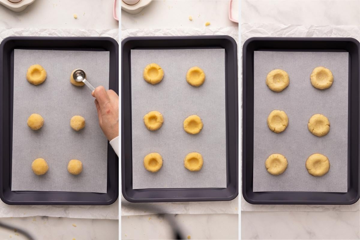 baking thumbprint cookies.