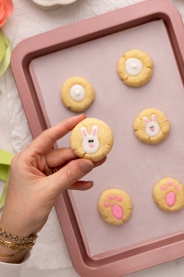 easter bunny thumbprint cookie.