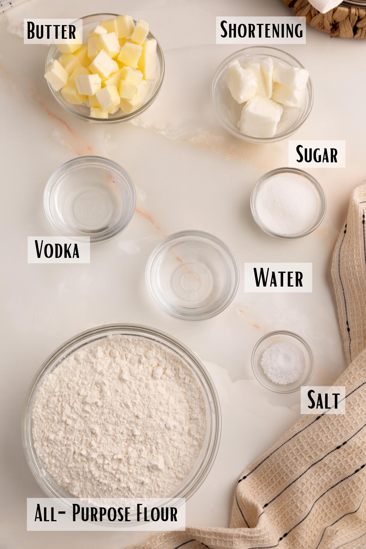 ingredients for vodka pie crust.
