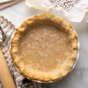 baked pie crust in pan.