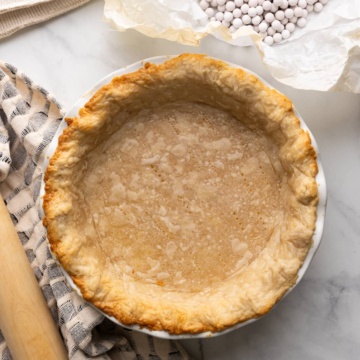 baked pie crust in pan.