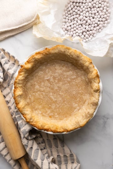 baked pie crust in pan.