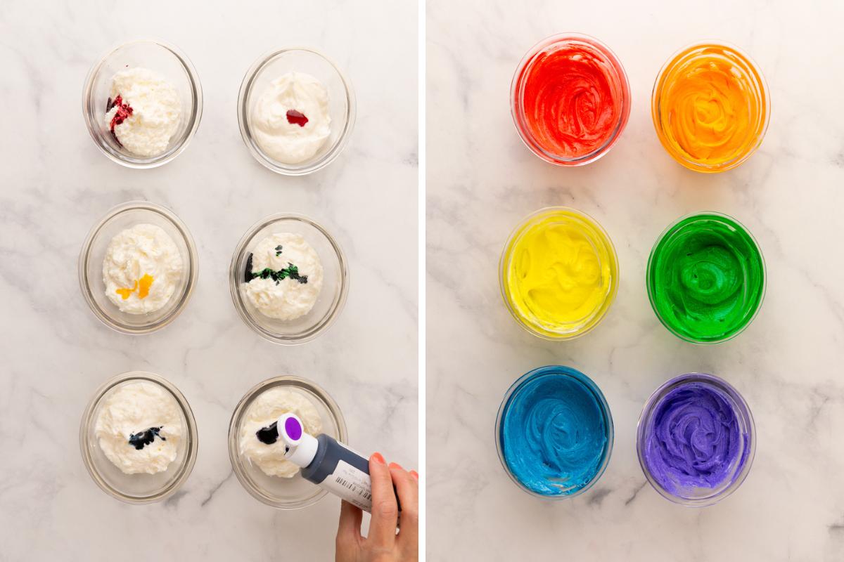 coloring rainbow buttercream.