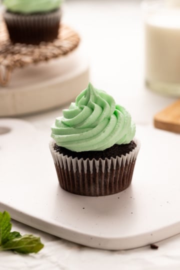 frosting frosting on cupcake up close.