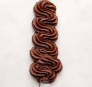 piping ganache on parchment.