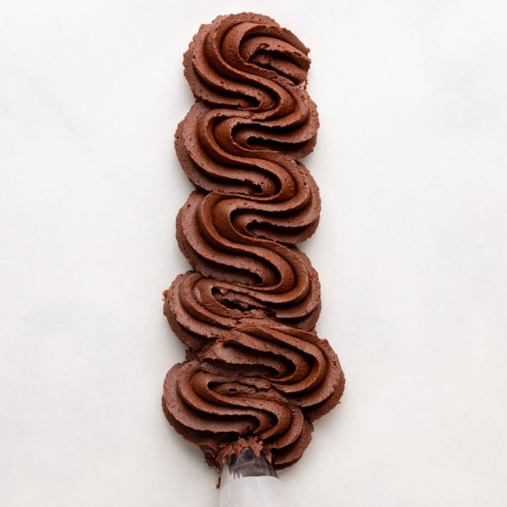piping ganache on parchment.
