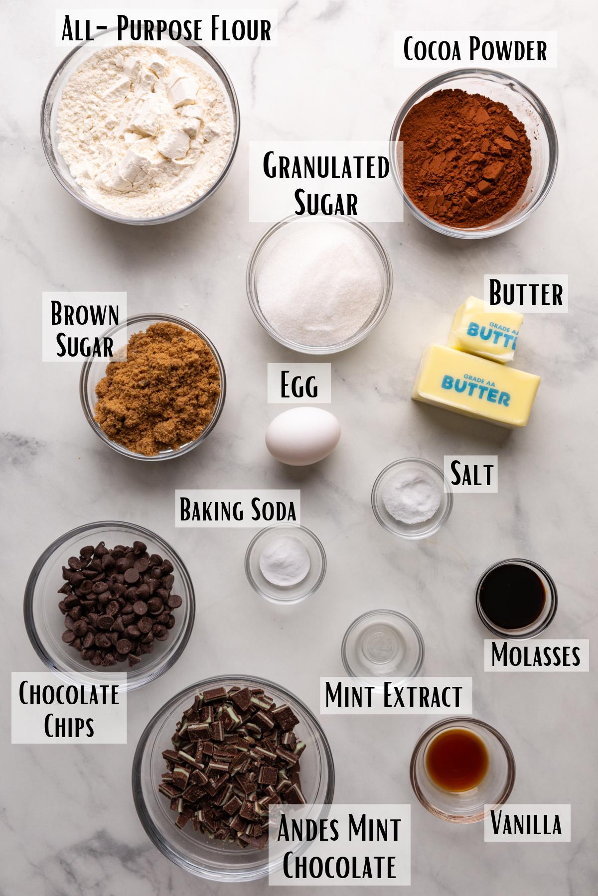 mint chocolate cookie ingredients.