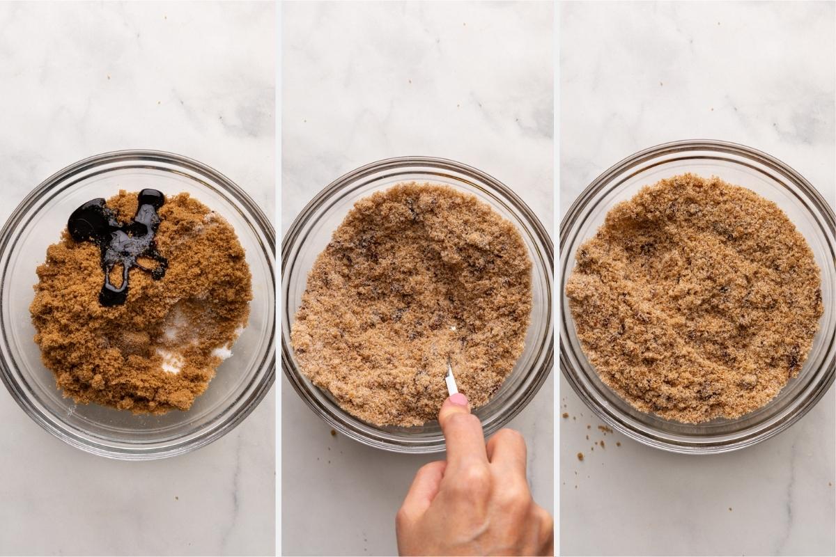 mixing sugars for cookies.