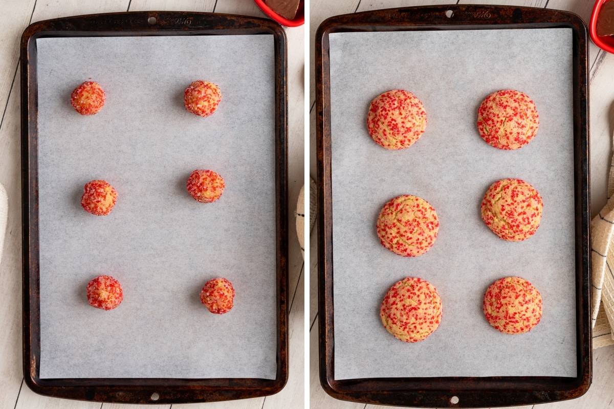 baking peanut butter heart cookies.