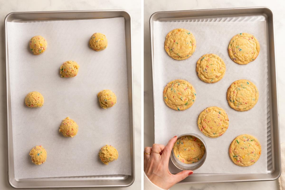 baking funfetti cookies.