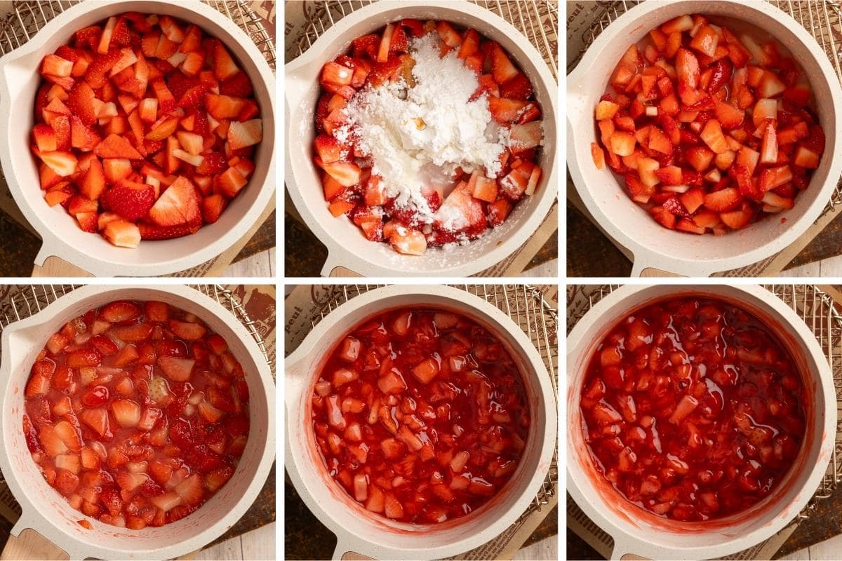 making strawberry filling.