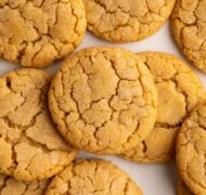 peanut butter crinkle cookies on parchment.