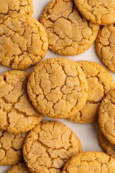 peanut butter crinkle cookies on parchment.