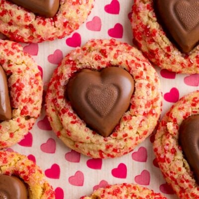 peanut butter heart cookie on parchment paper.