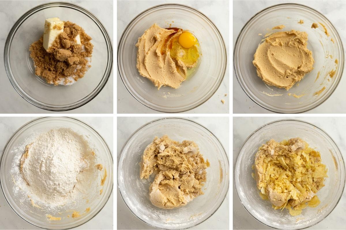 making potato chip cookie dough.