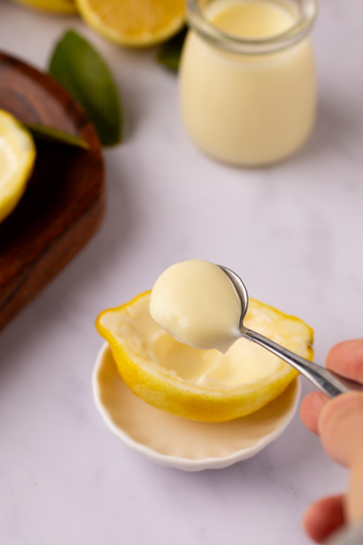 spooning lemon posset.