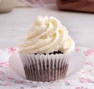 mascarpone whipped cream on cupcake.