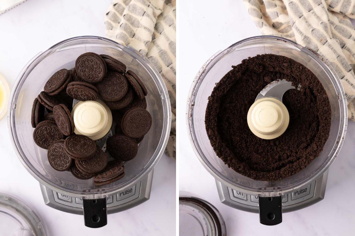 crushing oreos in food processor.