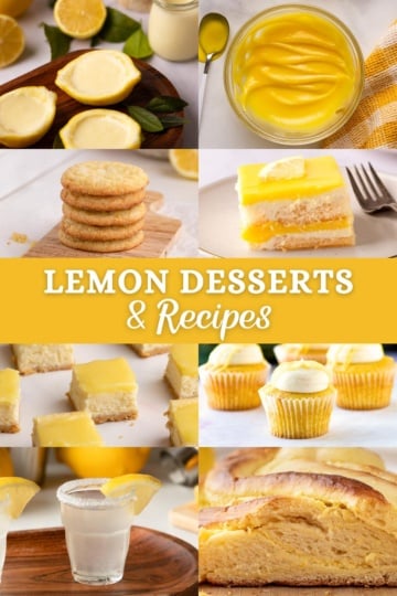 pictures of different lemon desserts and recipes.
