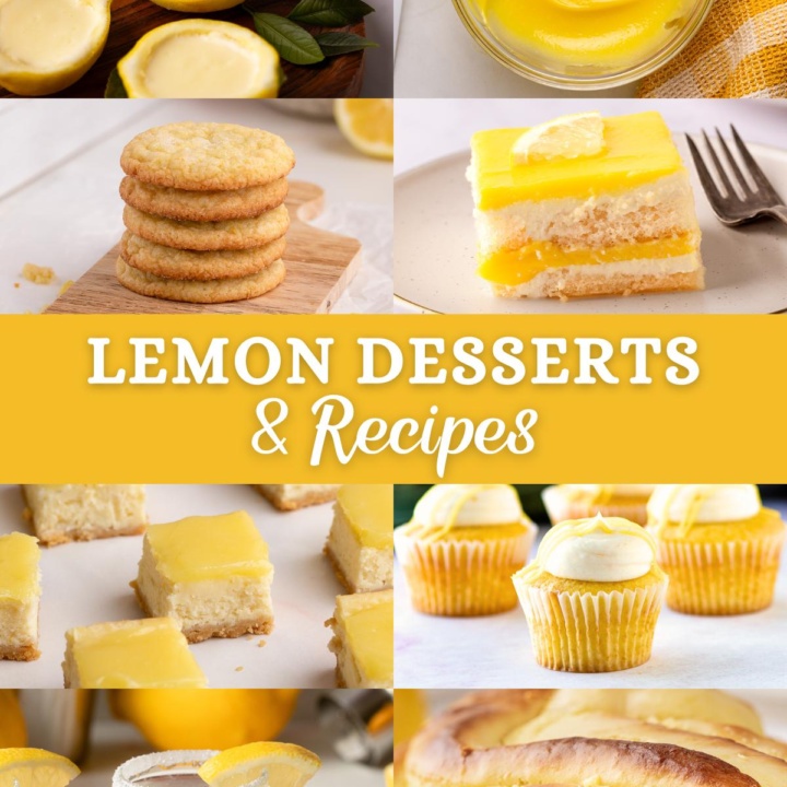 pictures of different lemon desserts and recipes.