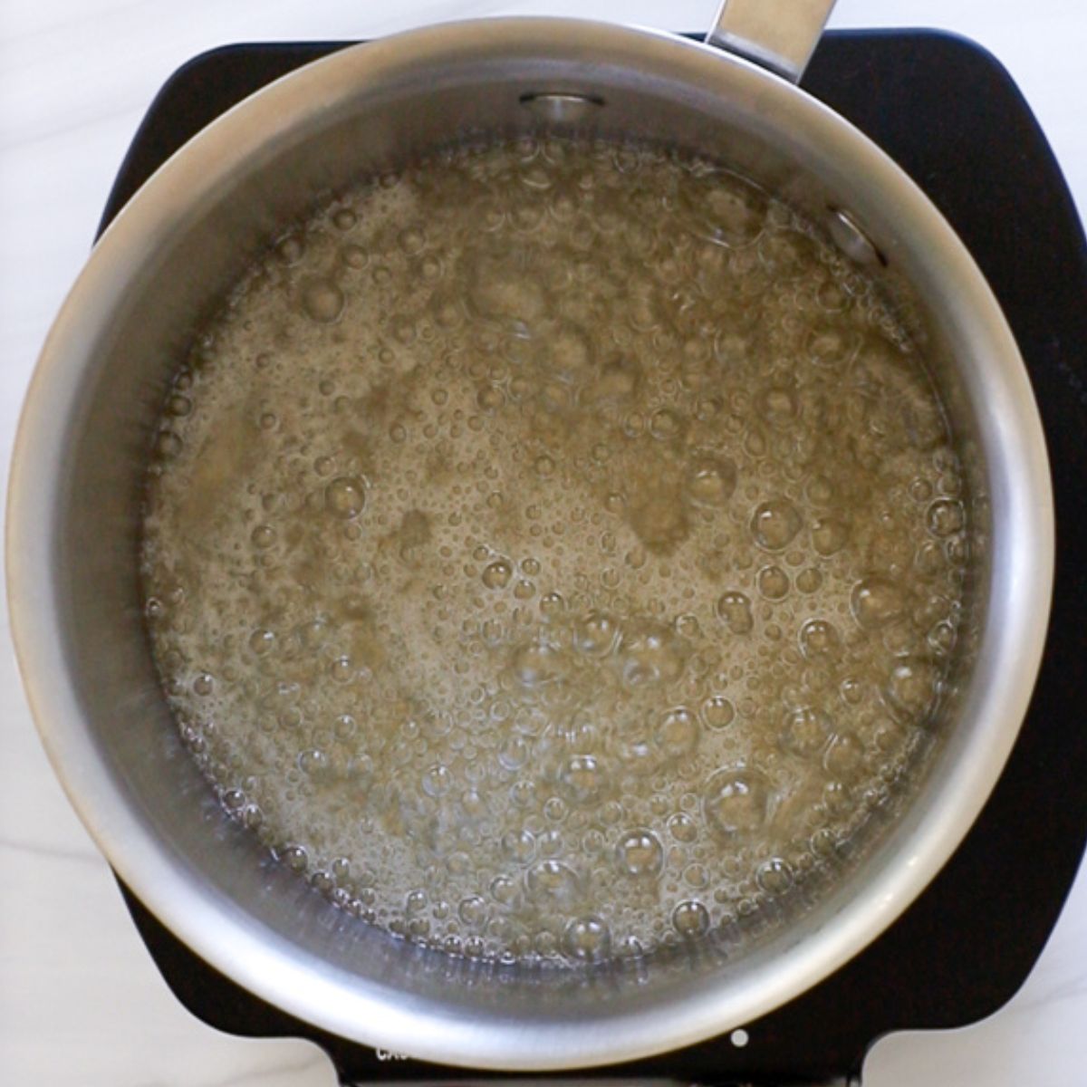 boiling sugar syrup.